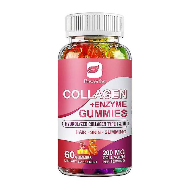 Guoguo 60pc hydrolyseret kollagen enzym gummier med biotin til immunfordøjelse sund hud, hår & negle hud lysere 60 gummies on Productcaster.