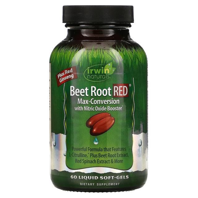 Irwin Naturals, Beet Root RED, Max-Conversion with Nitric Oxide Booster, 60 Liquid Soft-Gels on Productcaster.