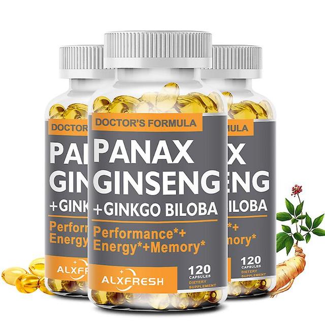 Huamade Red Panax Ginseng + Ginkgo Biloba + Ashwagandha For Energy, Strength, Focus, Memory And Mental Performan - 120pcs 3X Bottle on Productcaster.