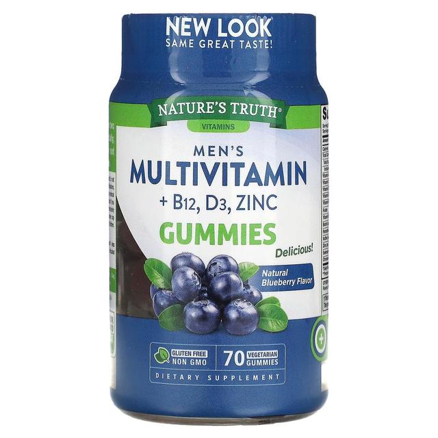 Nature's Truth, Men's Multivitamin + B-12, D3, Zinc, Natural Blueberry, 70 Vegetarian Gummies on Productcaster.