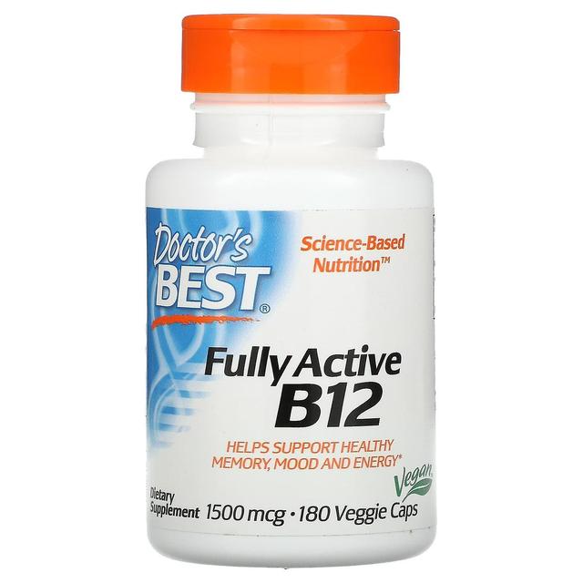 Doctor's Best, B12 totalmente ativo, 1.500 mcg, 180 Veggie Caps on Productcaster.