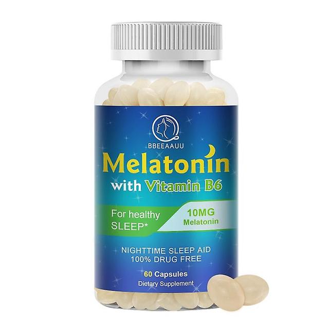 Eccpp Melatonin 10mg Capsule Help Sleep Relieve Insomnia Adjust Biological Clock Improve Sleep Quality Relieve Anxiety 60pcs on Productcaster.