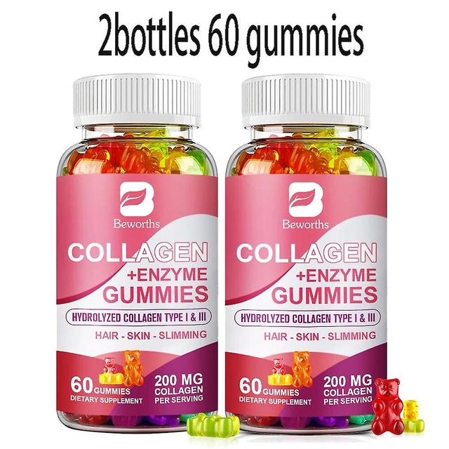 Eccpp 60pc Hydrolyzed Collagen Enzyme Gummies With Biotin For Immune Digestion Healthy Skin, Hair&nail Skin Brightening 2bottles 60 gummies on Productcaster.