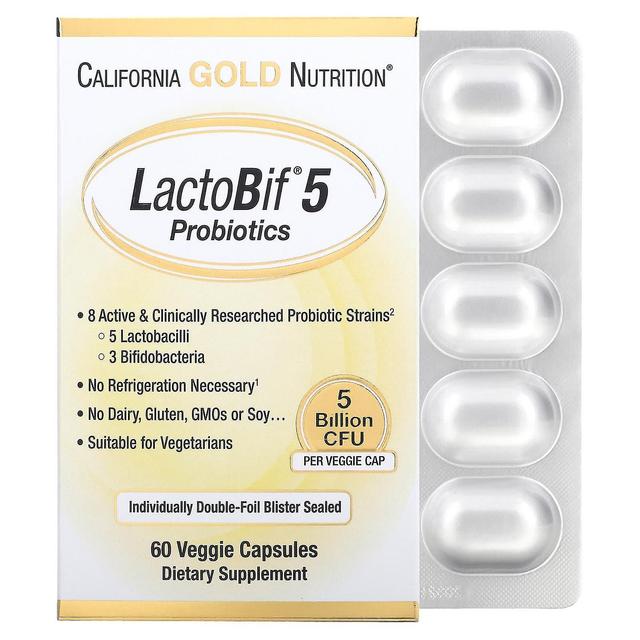 California Gold Nutrition, LactoBif 5 probiotík, 5 miliárd CFU, 60 vegetariánskych kapsúl on Productcaster.