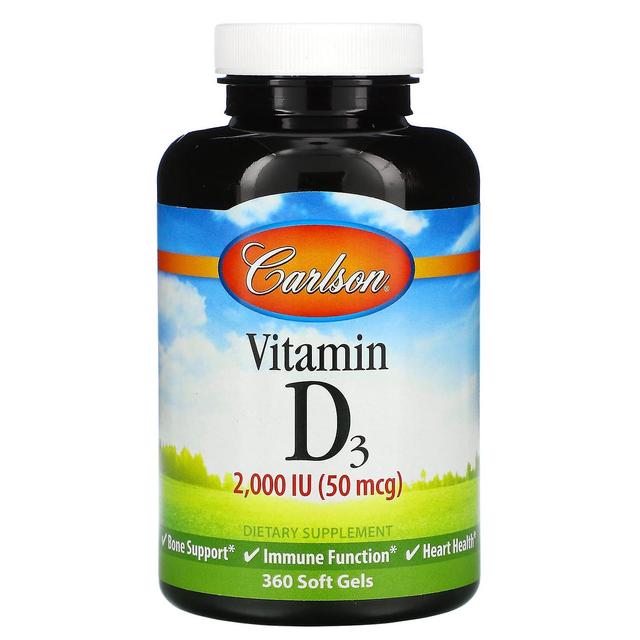 Carlson, Vitamin D3, 2,000 IU (50 mcg), 360 Soft Gels on Productcaster.