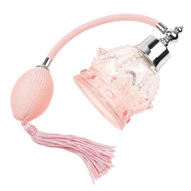 Vintage Crystal Perfume Bottle Long Bulb Tassel Atomizer 100ml Pink on Productcaster.