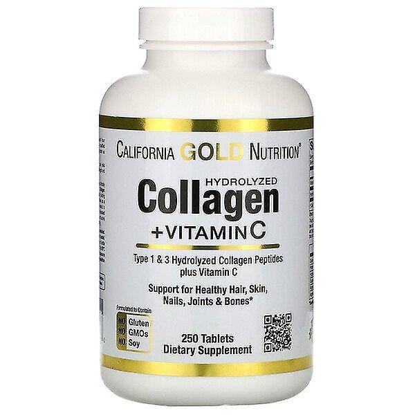 California Gold Nutrition, Hydrolyzed Collagen Peptides + Vitamin C, Type 1 & 3, 250 Tablets on Productcaster.