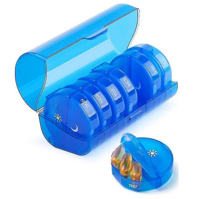 Large Capacity 7 Day Pill Box/vitamin/fish Oil/supplement Blue on Productcaster.