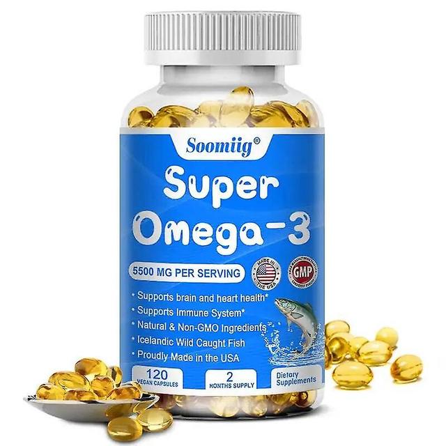 Venalisa Omega 3 Óleo de Peixe 5500 mg Rico em EPA DHA - Suporta a pele, saúde da memória e visão Promove a função cognitiva 120 count-1 bottle on Productcaster.