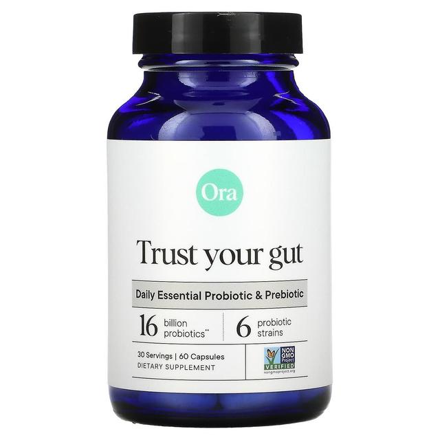 Ora, Trust Your Gut, Daily Essential Probiotic & Prebiotic, 16 Billion, 60 Capsules on Productcaster.