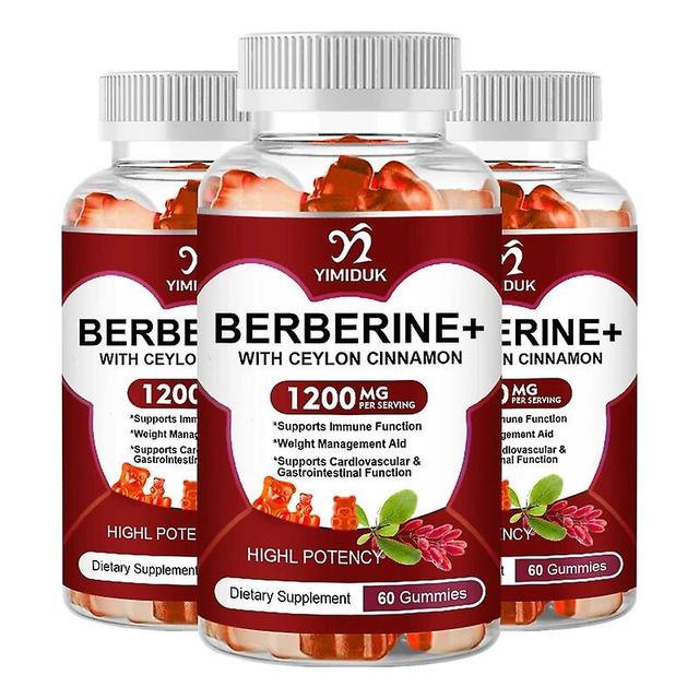 Eccpp Berberine Gummies & Ceylon kanel stöder immunsystemet, kardiovaskulär och gastrointestinal funktion-berberin HCL Tillägg 3 Bottles on Productcaster.