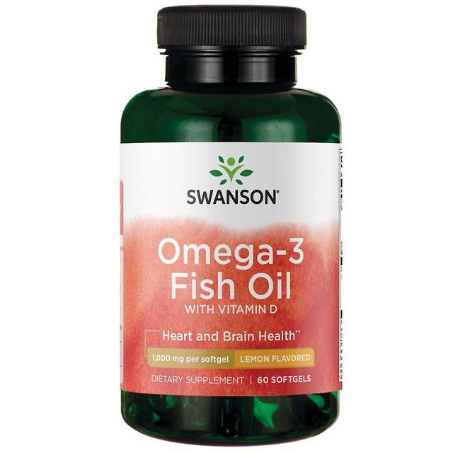 Swanson Omega-3 rybí olej s vitamínom D 1 000mg 60 mäkkých gélov s citrónovou príchuťou on Productcaster.