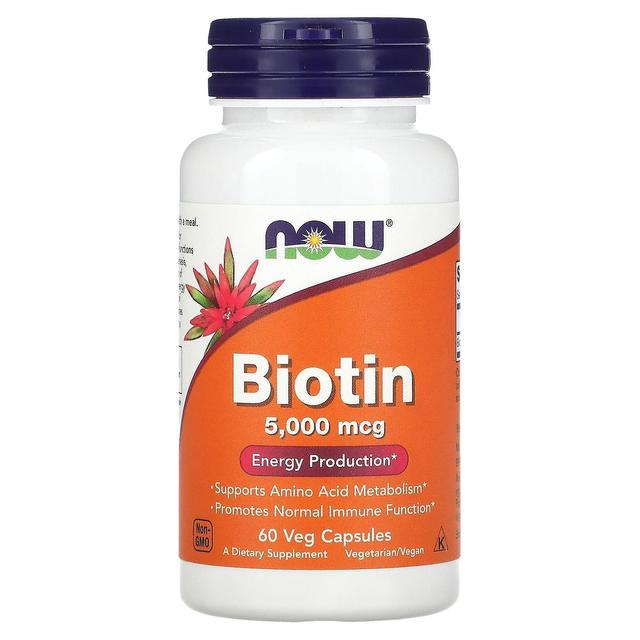 NOW Foods NU Fødevarer, Biotin, 5,000 mcg, 60 Veg Kapsler on Productcaster.