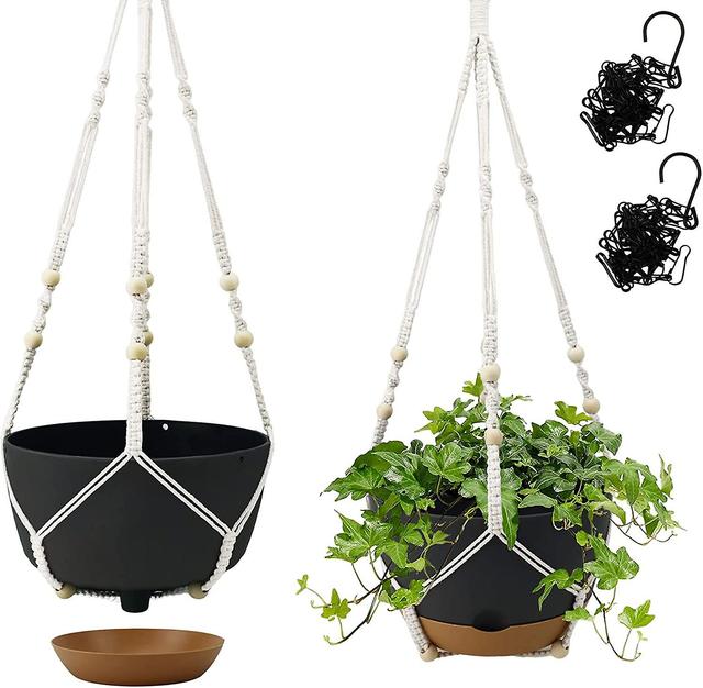 Hgbd-koalaime Hanging Planter Self Watering 10 Inch, 2 Pack Indoor Outdoor Hanging Baskets, Hanging Flower Pots With Drainage Hole & 2 Kinds Of Plant on Productcaster.