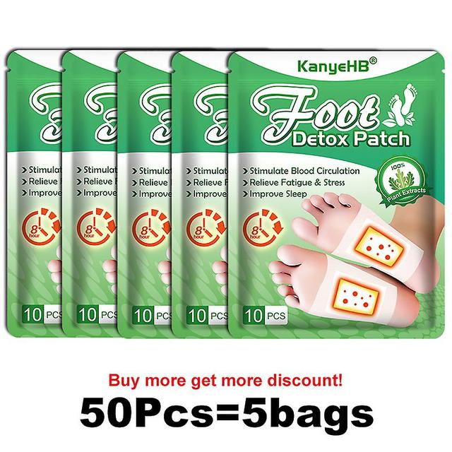 10/20/30/40/50pcs Foot Detox Patches Relief Stress Body Toxins Detoxification Cleansing Feet Health Care Herbal Medical Plaster 50Pcs in 5 bags on Productcaster.