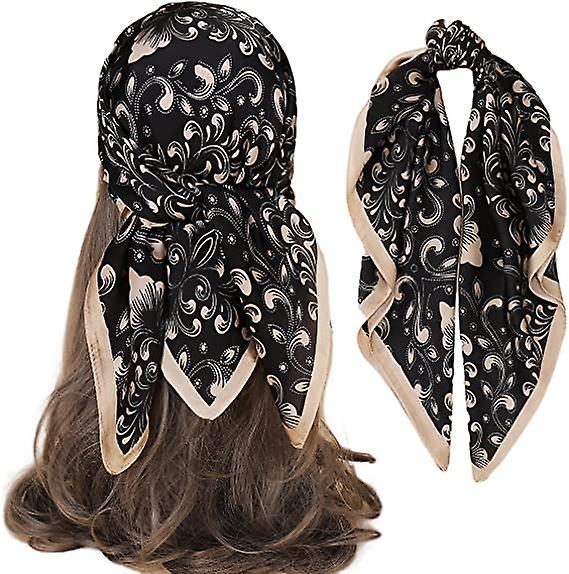 Dewenwils Dww-charpe carre en satin (noir 70 * 70 cm) Sangle de cheveux pour femme charpe pour femme Accessoires pour fille Cadeau de vacances on Productcaster.