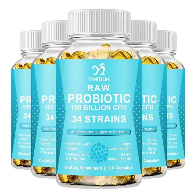 Vorallme Probiotic Enzyme Capsules 100 Billion CFU 34 Strains with Prebiotics & Digestive Enzymes for Intestinal Flora & Digestive Health 5 Bottles... on Productcaster.