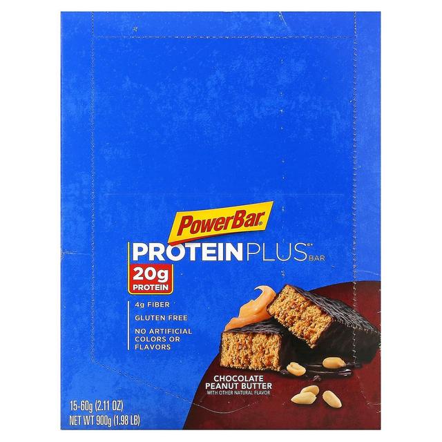 PowerBar, Protein Plus Bar, Chocolate Peanut Butter, 15 Bars, 2.11 oz (60 g) Each on Productcaster.