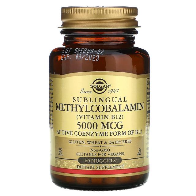 Solgar, Sublingual Methylcobalamin (Vitamin B12), 5,000 mcg, 60 Nuggets on Productcaster.