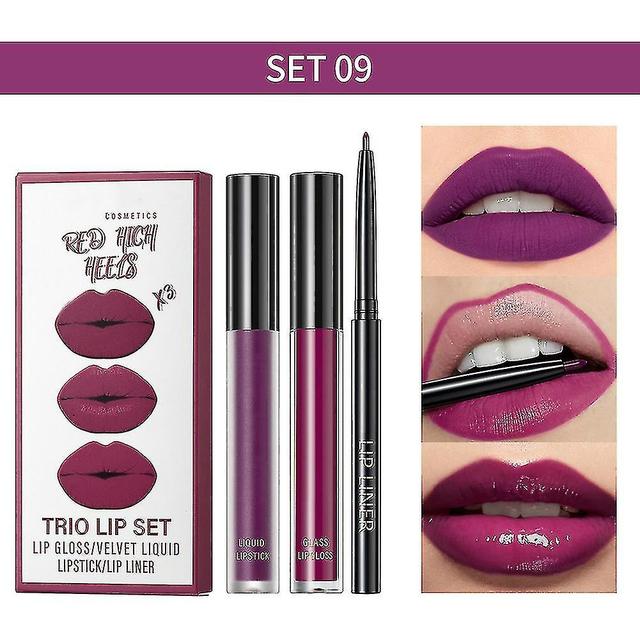 Scacv Lip Glaze Lip Liner Set Non-stick Cup No Fading Lip Gloss Nourishing Moisturizing Lip Makeup 9 on Productcaster.