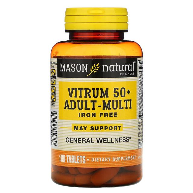 Mason Natural, Vitrum 50+ Adult-Multi, Jernfri, 100 tabletter on Productcaster.