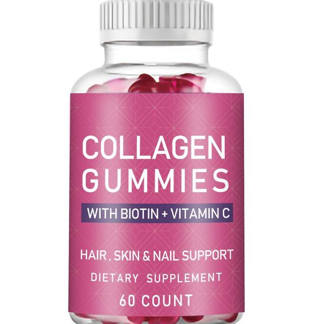 Sunset 1x 60 Collageen Biotine Gummies Vitamine C supplement voor huid, haar gezondheid Anti-aging 3pcs on Productcaster.