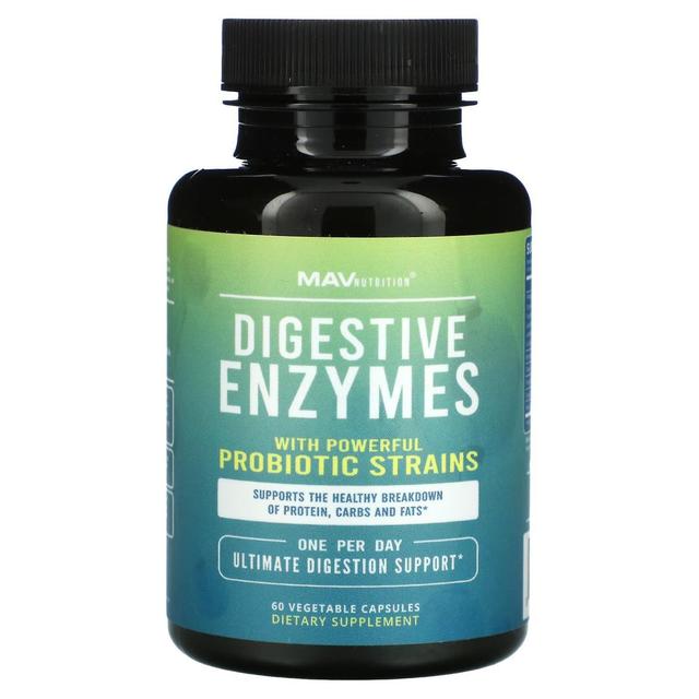 MAV Nutrition, Digestive Enzymes with Powerful Probiotic Strains, 60 Vegetable Capsules on Productcaster.