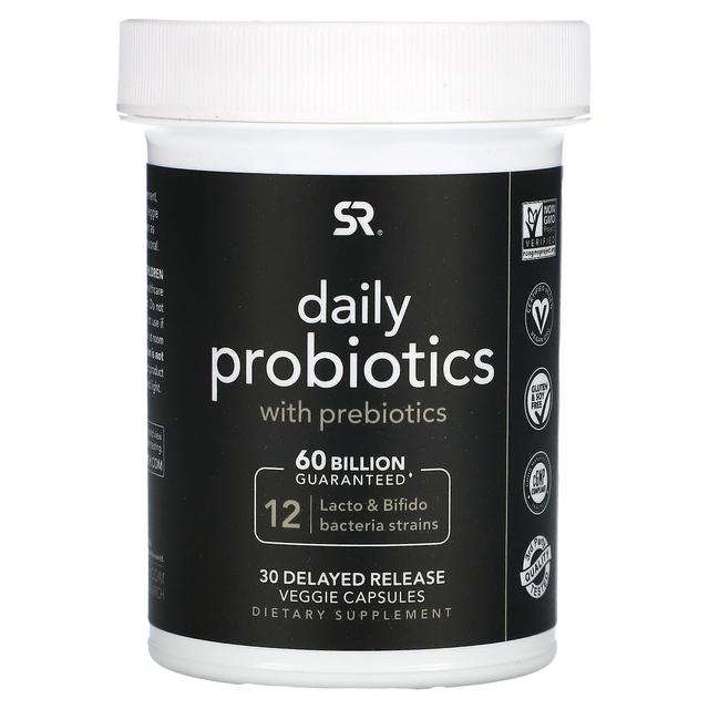 Sports Research, Daily Probiotics with Prebiotics, 60 Billion CFU, 30 Delayed Release Veggie Capsule on Productcaster.