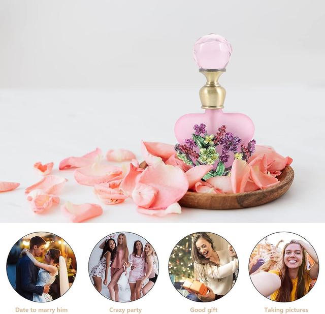 Frosted Glass Metal Perfume Spray Bottle for Women - Pink, Refillable and Decorative for Home Decor on Productcaster.