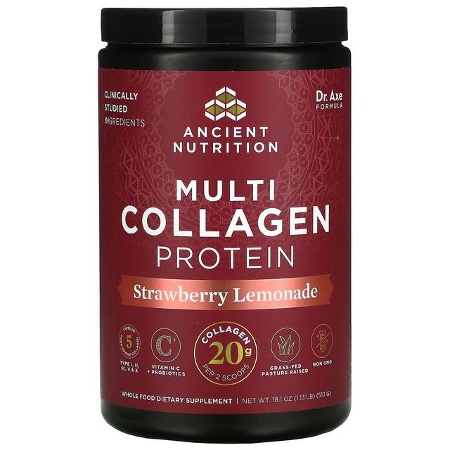 Dr. Axe / Ancient Nutrition, Multi Collagen Protein, Jordbær Limonade, 1,13 lbs (513 g) on Productcaster.