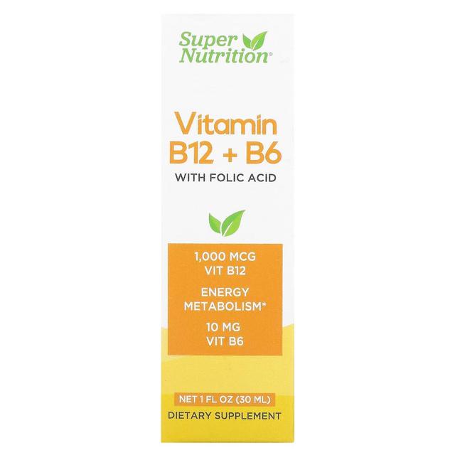 Super Nutrition Super Nutrição, Vitamina B12 + B6 com Ácido Fólico, 1 fl oz (30 ml) on Productcaster.