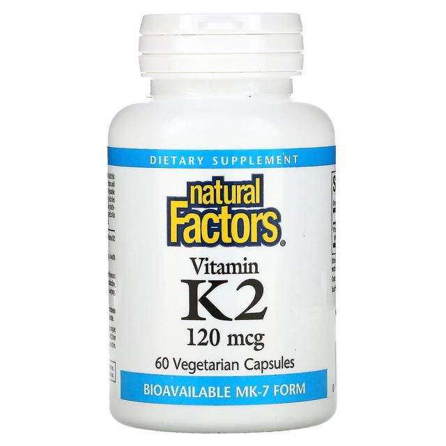 Natural Factors, Vitamin K2, 120 mcg, 60 Vegetarian Capsules on Productcaster.