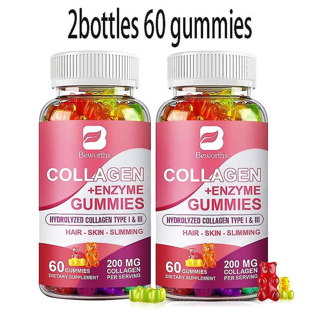 Guoguo 60pc gehydrolyseerd collageen enzym gummies met biotine voor immuunvertering gezonde huid, haar en nagel huid verhelderend 2bottles 60 gummies on Productcaster.