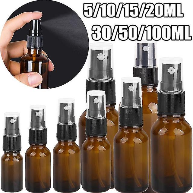 30-100ml Amber Glass Spray Bottle Oils Liquid Black Press Pump For Perfume Spray 50ml Olive Green 1pc on Productcaster.