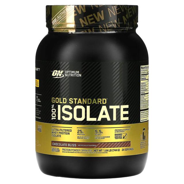 Optimum Nutrition, Gold Standard 100% Isolate, Chocolate Bliss, 1.64 lb (744 g) on Productcaster.