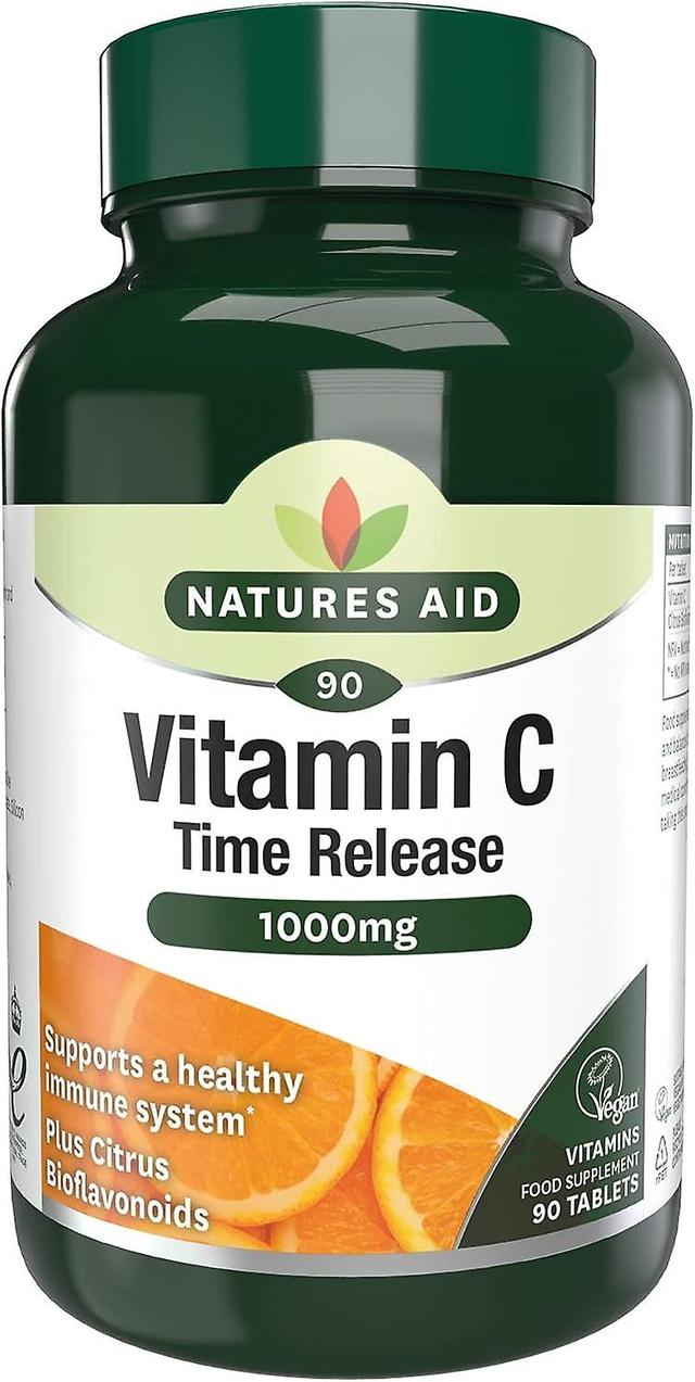 Natures Aid Vitamin C 1000mg Time Release with Citrus Bioflavonoids, 90 Tablets. Suitable for Vegans on Productcaster.