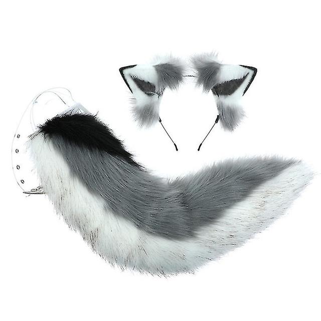 Novelty Simulation Animal Husky Dog Ears Headband Plush Tail For Cosplay Props on Productcaster.