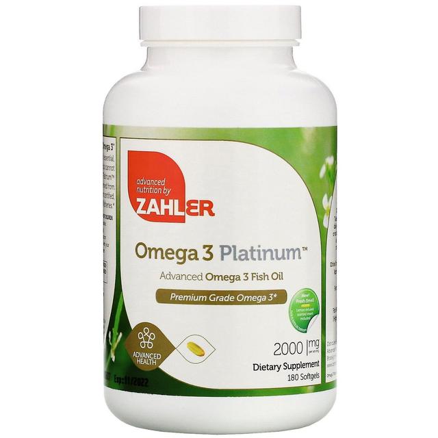 Zahler Omega 3 Platinum, Olio di pesce Omega 3 avanzato, 2.000 mg, 180 Softgel on Productcaster.