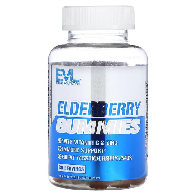 EVLution Nutrition, Elderberry Gummies, Berry, 60 Gummies on Productcaster.