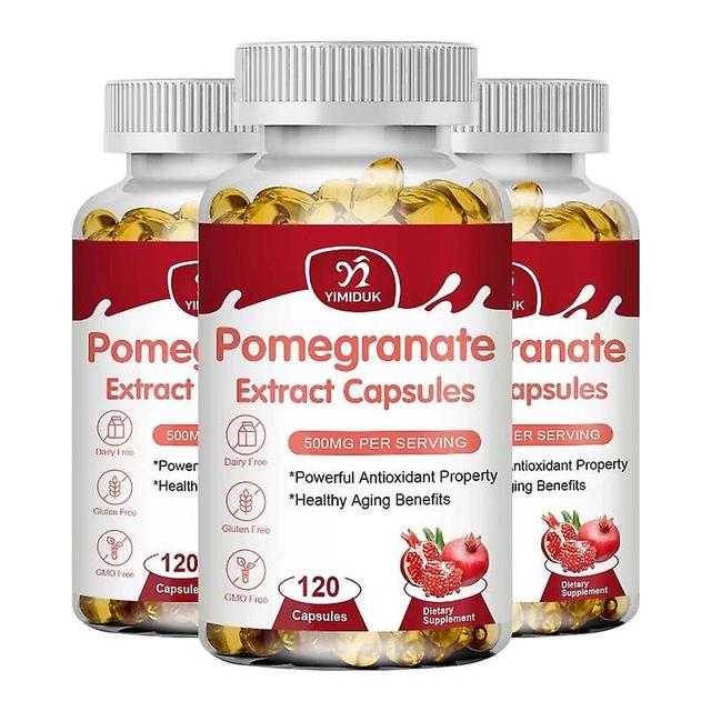 Visgaler Pomegranate Extract Capsules Antioxidant Supplement Heart Health Joint Support Brain Health Vitamins 3 Bottles 120pcs on Productcaster.