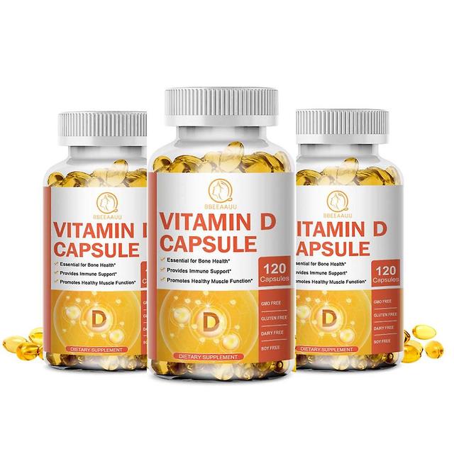 Visgaler Vegetarian Vitamin D Capsules Promote Calcium Absorption Protect Teeth &bone Health Enhance Immunity Protect Cardiovascular 3bottle x120pcs on Productcaster.