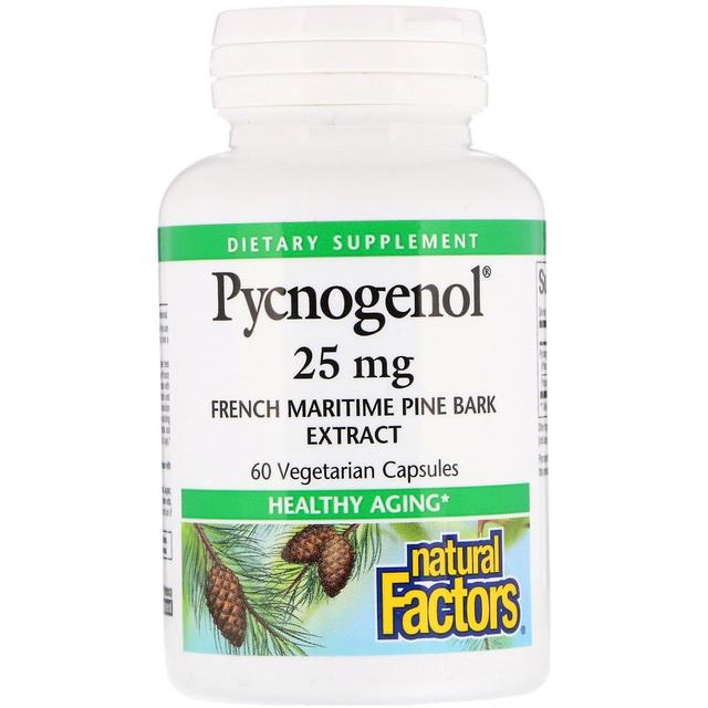 Natural Factors Fatores Naturais, Pycnogenol, 25 mg, 60 Cápsulas Vegetais on Productcaster.