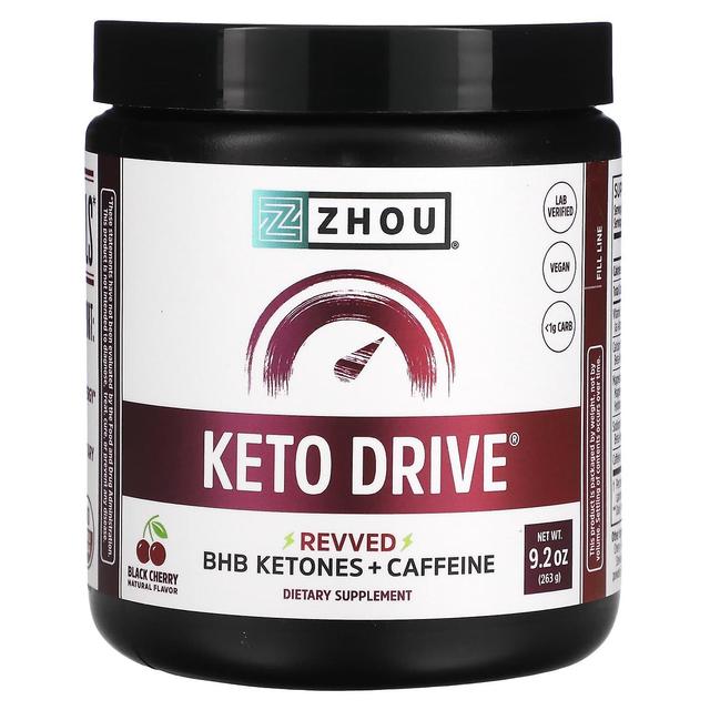 Zhou Nutrition, Keto Drive, Revved, Zwarte kers, 9,2 oz (263 g) on Productcaster.