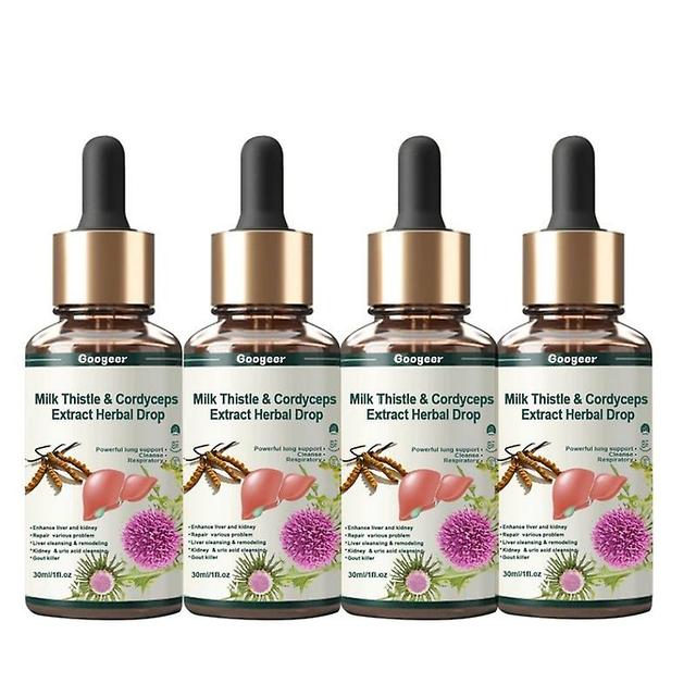 Milk Thistle & Cordyceps Sinensis Drops, Powerful Liver Support Liver Detox Liver Care Repair, Herbal Supplements 4pcs on Productcaster.