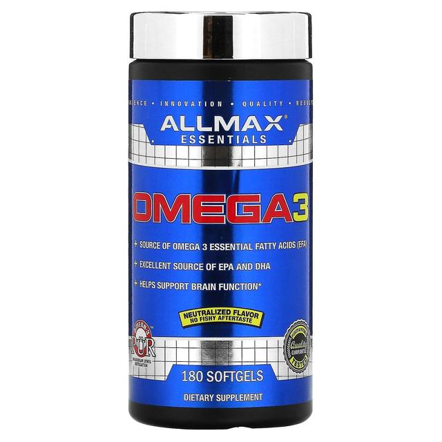 ALLMAX, Omega-3, ultrarent kallvattenfiskoljekoncentrat, 180 softgels on Productcaster.