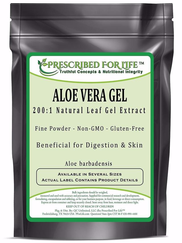 Prescribed For Life Aloe Vera-200:1 luonnollinen lehti geeli uute jauhe (Aloe barbadensis) 1 kg (2.2 lb) on Productcaster.