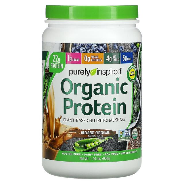 Purely Inspired, Organic Protein, Plant-Based Nutrition Shake, Decadent Chocolate, 1.5 lbs (680 g) on Productcaster.