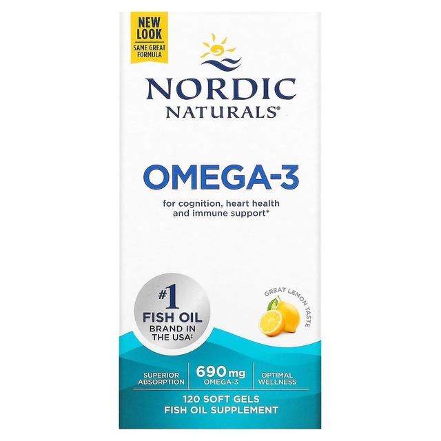 Nordic Naturals, Omega-3, Limone, 345 mg, 120 Gel molli on Productcaster.