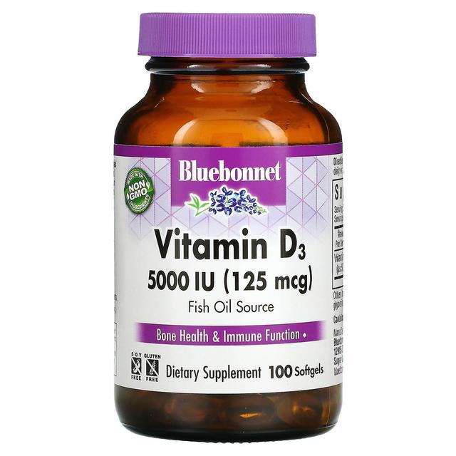 Bluebonnet Nutrition Bluebonnet Näring, Vitamin D3, 125 mcg (5,000 IE), 100 Softgels on Productcaster.