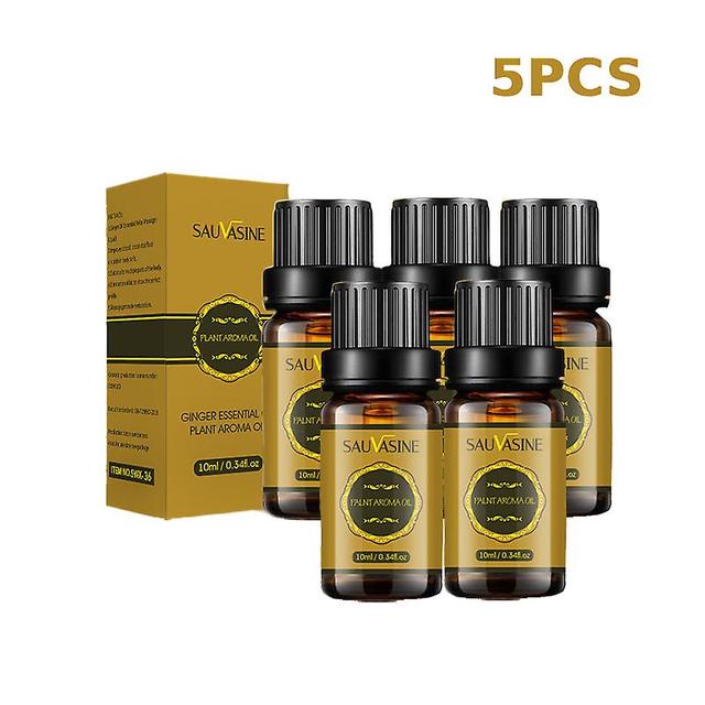 Szbght Natural Drainage Ginger Oil Essential Relax Massager Liquid, Herbal Slimming Massage Oil 10ml 5PCS on Productcaster.